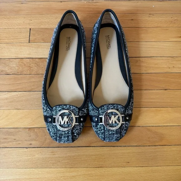 Michael Kors Fulton Moccasins Black and White Tweed Women's Flats Sz 9 EUC - Picture 2 of 6